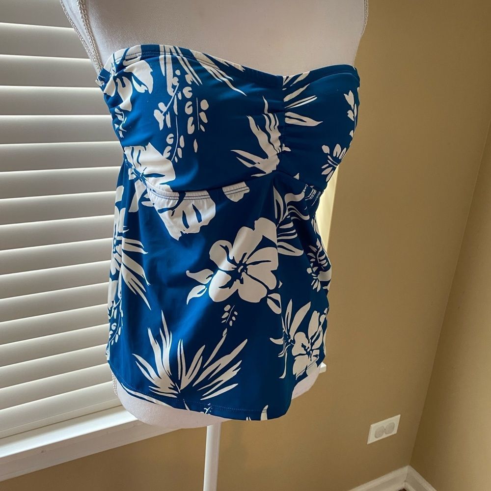 Jantzen Tropical Blue & White Tankini Swimsuit Top 12